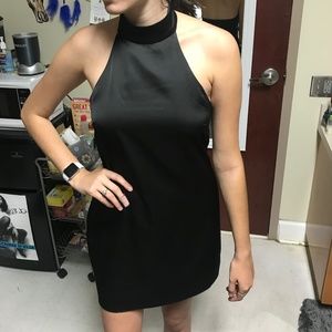 Black Satin High Neck Dress